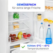 Refrigerador con congelador Bomann® de 143 cm de altura | Frigorífico combi de 175 L con 3 estantes y 3 cajones | Sentido de apertura de puerta reversible | Frigorífico combi silencioso de 39 dB | Frigorífico KG 322.1 aspecto inox