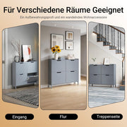 SoBuy Zapatero estrecho con 4 puertas abatibles, mueble zapatero alto y compacto, armario para zapatos con 4 estantes, organizador cerrado para recibidor, pasillo y vestíbulo, 100x91x19cm, Gris claro FSR100-HG