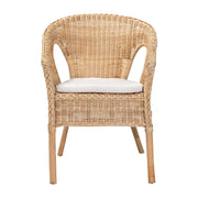Silla de comedor Abbey de ratán natural estilo bohemio moderno