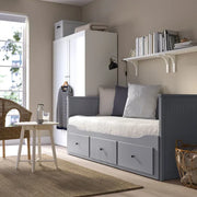 HEMNES Cama nido con 3 cajones, gris, 80x200 cm