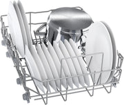 Lavavajillas inteligente Bosch Serie 2 SPV2IKX10E, totalmente integrable, 45 cm de ancho, cesta para cubiertos, secado extra con solo pulsar un botón, InfoLight punto de luz rojo en el suelo, protección AquaStop contra daños por agua, blanco