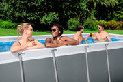 Set completo de piscina desmontable Bestway Power Steel con depuradora de arena, 488 x 244 x 122 cm, gris, rectangular