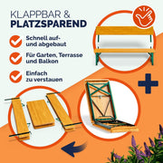 Casaria® Juego de mesa y bancos de cerveza con respaldo 170 cm, plegable y estable, 2 bancos, 1 mesa ancha, madera, mobiliario de jardín, mobiliario para eventos