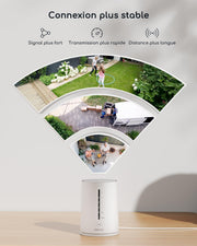 Cámara de vigilancia WiFi exterior inalámbrica COOAU 4MP - 365 días con panel solar - Base + 4 cámaras - 2.5K | 64 GB de almacenamiento local | Panorámica 360° | Cero cuotas mensuales | Compatible con Alexa