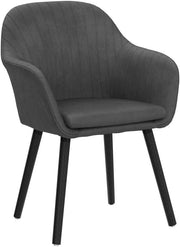 Juego de 6 sillas de comedor WOLTU, para dormitorio, cocina, salón, sillas de cocina tapizadas con reposabrazos, patas de madera maciza, asiento de terciopelo, gris oscuro
