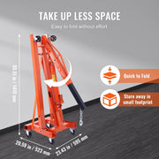 Grúa de motor plegable BENTISM de 2T con nivelador, grúa de taller de alta resistencia de 4400 lbs/2 toneladas, grúa de motor resistente al envejecimiento