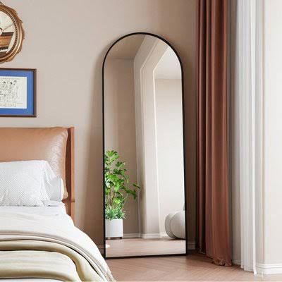 Minimalist Standing Mirror 162*53 cm, Full-Length Mirror with Aluminum Alloy Frame, Large Arched Wall Mirror for bedroom, room