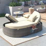 Cama de exterior para patio, diván para 2 personas con cojines y almohadas