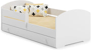 Cama infantil KOBI LUK con colchón, blanco | para habitaciones infantiles | para niño y niña | cuna para niños | (con cajón, 140x70)