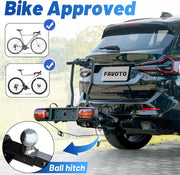 Portabicicletas de enganche Favoto para 2 bicicletas - Soporte plegable y abatible, carga de 50 kg, compatible con ruedas de 20–29", montaje rápido, estructura de aleación de aluminio para coche