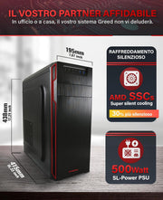 Greed® PC Ultra V2 con AMD Ryzen 7 5700G - Computadora rápida + Computadora de escritorio para el hogar con 4.6 GHz, 16 GB de RAM/memoria - SSD de 1 TB + HDD de 1 TB - DVD+RW - USB3.1 - Wi-Fi, con Win11 Pro