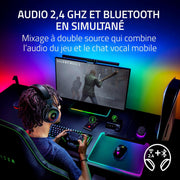 Razer Kraken V4 Pro - Auriculares inalámbricos para juegos con centro de control - Tecnología háptica Sensa HD (centro de control OLED, transductores Triforce de 40 mm, HyperSpeed y Bluetooth, audio espacial THX, RGB) Negro