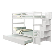 Literas gemelas sobre gemelas con cama nido individual y función de almacenamiento en escalera, color gris