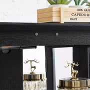 Vitrina de cristal iluminada con estantes ajustables: elegante vitrina de 2 puertas con cajón integrado, incluye bombilla