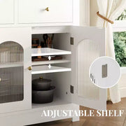 Aparador de comedor estrecho de 55 pulgadas con 3 cajones y 4 puertas para cocina, comedor y sala de estar