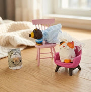 Adornos de madera tallados a mano de gatos y perros, decoración rústica para el hogar estilo bohemio de granja para escritorio