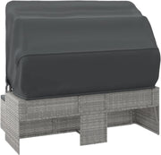 Sofá de jardín de 3 plazas con techo y reposapiés, muebles de jardín tipo lounge, conjunto de jardín, muebles de salón, salón para balcón, rincón de asiento para balcón, zona de estar para jardín, ratán sintético gris