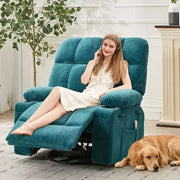 Sillón reclinable extragrande para adultos, sofá mecedor giratorio manual, bolsillos laterales y portavasos para personas altas y grandes, sala de estar