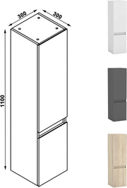 Conjunto de muebles de baño AICA de 80 cm con lavabo + columna + espejo redondo luminoso, roble Wotan