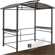tectake® Pabellón para barbacoa de exterior, cubierta para barbacoa, pabellón de metal para cocina de exterior en balcón, jardín o terraza, protección visual, cubierta de terraza, pabellón de jardín 240 x 150 x 234 - gris