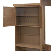 Cama Murphy tamaño queen Whisen Wood con múltiples estantes de almacenamiento y decoración estilo persiana