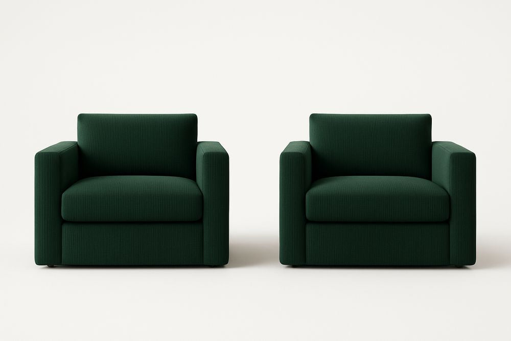 Juego de 2 sillones de tela verde 90x90x80 cm