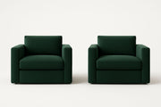 Juego de 2 sillones de tela verde 90x90x80 cm