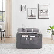 Sofá cama de 2 plazas de terciopelo de 55" con cama extraíble, respaldo ajustable, bolsillos laterales y soporte para teléfono