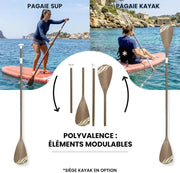 WOW Bloom 11.0 Sup Paddle Hinchable 335 cm x 84 cm – Stand Up Paddle Estable para 2–3 personas, Pack Completo con Remo 2 en 1 para Kayak, Drop Stitch Reforzado, Carga 170 kg, Principiante a Intermedio