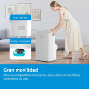 Aire Acondicionado Portátil MIDEA Pingüino 3 en 1 | 3000 Frigorías / 12000 BTU | Aire acondicionado silencioso para 43m2 - Deshumidificador, Ventilador, Climatizador 3500 W - 4 modalidades con kit de ventana