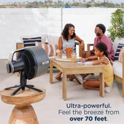 Ventilador nebulizador Shark FlexBreeze Pro – Interior y exterior, nebulización integrada, base de sobremesa, con o sin cable, hasta 24 horas de batería, oscilante, color antracita, FA302 (versión 2025)