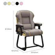 Silla ejecutiva ergonómica de cuero con respaldo alto color amarillo