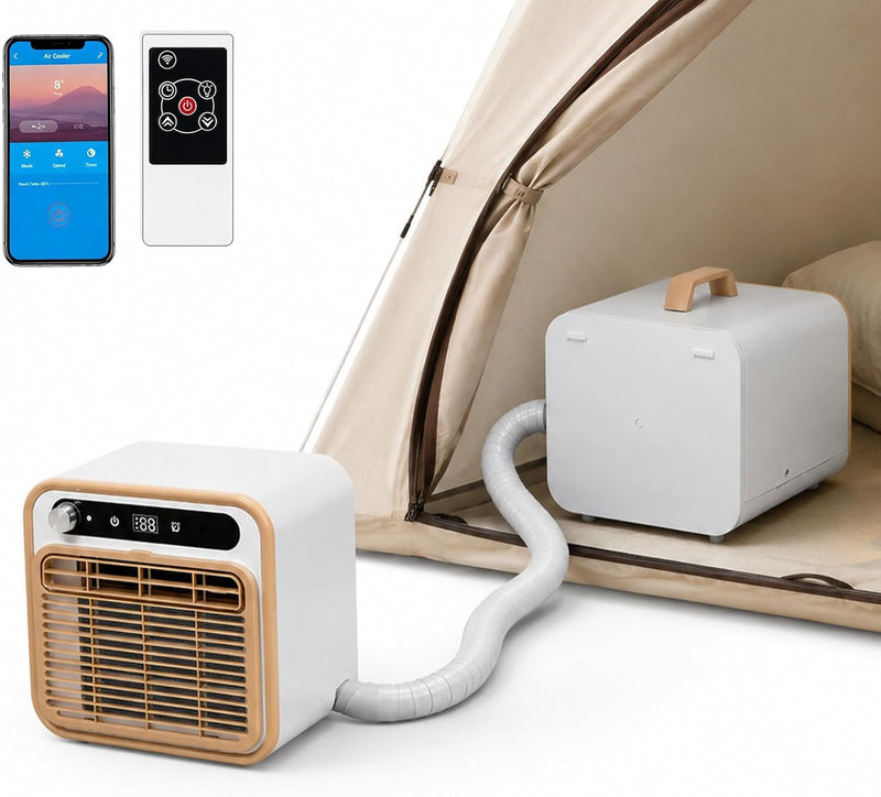 Outdoor Camping Split-Klimaanlage, 130m³/h Luftstrom Wohnmobil Klimaanlage Mit Waschbarem Filter & Fernbedienung & App-Steuerung, Tragbare Klimaanlage Für Zelt, Camper & Wohnwagen 1m-Pipe