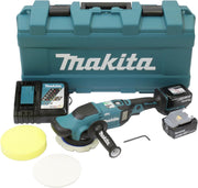 Pulidora excéntrica Makita DPO600TKX1, 1 batería más cargador en maletín de transporte, azul, 18 V / 5,0 Ah