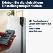 De'Longhi Pinguino PAC EL112 CST WiFi, aire acondicionado portátil con tecnología MyEcoRealFeel para habitaciones de hasta 110 m³, 11.000 BTU/h, 2,9 kW, 63 dB, función de deshumidificación, A+, control por aplicación y voz, blanco