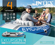 Bote inflable Intex Excursion 4 para 4 personas con remos de aluminio y bomba de aire de alto rendimiento