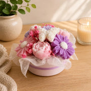Ramo de flores de cera de soja perfumadas en maceta decorativa, hecho a mano, reutilizable
