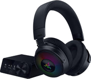 Razer Kraken V4 Pro - Auriculares inalámbricos para juegos con centro de control - Tecnología háptica Sensa HD (centro de control OLED, transductores Triforce de 40 mm, HyperSpeed y Bluetooth, audio espacial THX, RGB) Negro