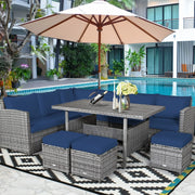 Conjunto de comedor de ratán para patio de 7 piezas Costway, sofá seccional y otomana - Ver detalles