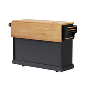 Isla de cocina extensible con alas abatibles, carrito de cocina sobre 4 ruedas con toma de corriente, mesa isla móvil con 2 puertas y 6 cajones
