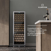 Vinoteca Klarstein Vinovilla Trio – 144 botellas, 3 zonas, 5–20°C, iluminación LED, protección UV, de libre instalación, armario climatizado para vinos