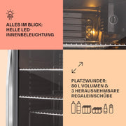 Mininevera Klarstein con puerta de cristal para habitaciones, refrigerador de bebidas con estantes ajustables, pequeño de 80 litros, frigorífico silencioso para interiores/exteriores