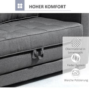 Sofá cama de 2 plazas HOMCOM extraíble con estructura de madera maciza y suspensión, gris