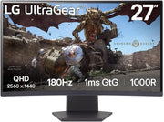 LG Ultragear™ 27GS60QC-B.AEU Monitor Gaming 27" - Panel VA resolución QHD (2560x1440), 1ms 180Hz, HDR 10, sRGB 99% (CIE1931), AMD FreeSync, inclinable, ajustable en altura