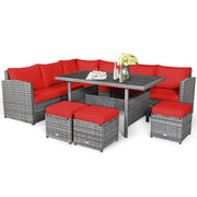 Conjunto de comedor de ratán para patio de 7 piezas Costway, sofá seccional y otomana - Ver detalles