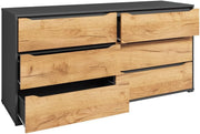 Cómoda Vicco Ruben, Roble dorado/Antracita, 48x77,6 cm con cajones