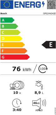 Lavavajillas inteligente Bosch Serie 2 SPV2IKX10E, totalmente integrable, 45 cm de ancho, cesta para cubiertos, secado extra con solo pulsar un botón, InfoLight punto de luz rojo en el suelo, protección AquaStop contra daños por agua, blanco