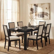 Juego de comedor moderno - Mesa de 80" + 6 sillas acolchadas, estructura de madera maciza, capacidad de la mesa de 400 lbs, fácil montaje