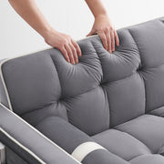 Sofá cama de 2 plazas de terciopelo de 55" con cama extraíble, respaldo ajustable, bolsillos laterales y soporte para teléfono