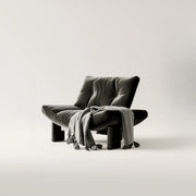 Sillón decorativo de chenilla sin brazos, tapizado, negro contemporáneo